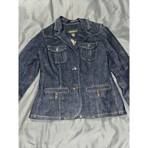 Eddie Bauer Denim Jean Jacket Women's Size Small Blue Stretch Blazer Trucker